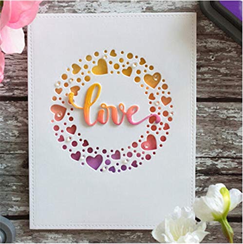 image for ShineBear Heart Sprinkle Wreath Metal Cutting Dies Stencil for DIY Scr