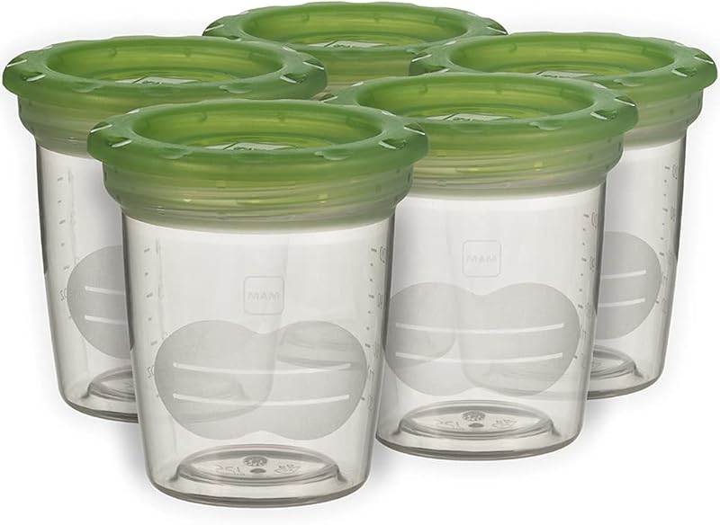 MAM Storage Pots 5 Pack for Breast Milk & Baby Food Compatible with MAM Pump
