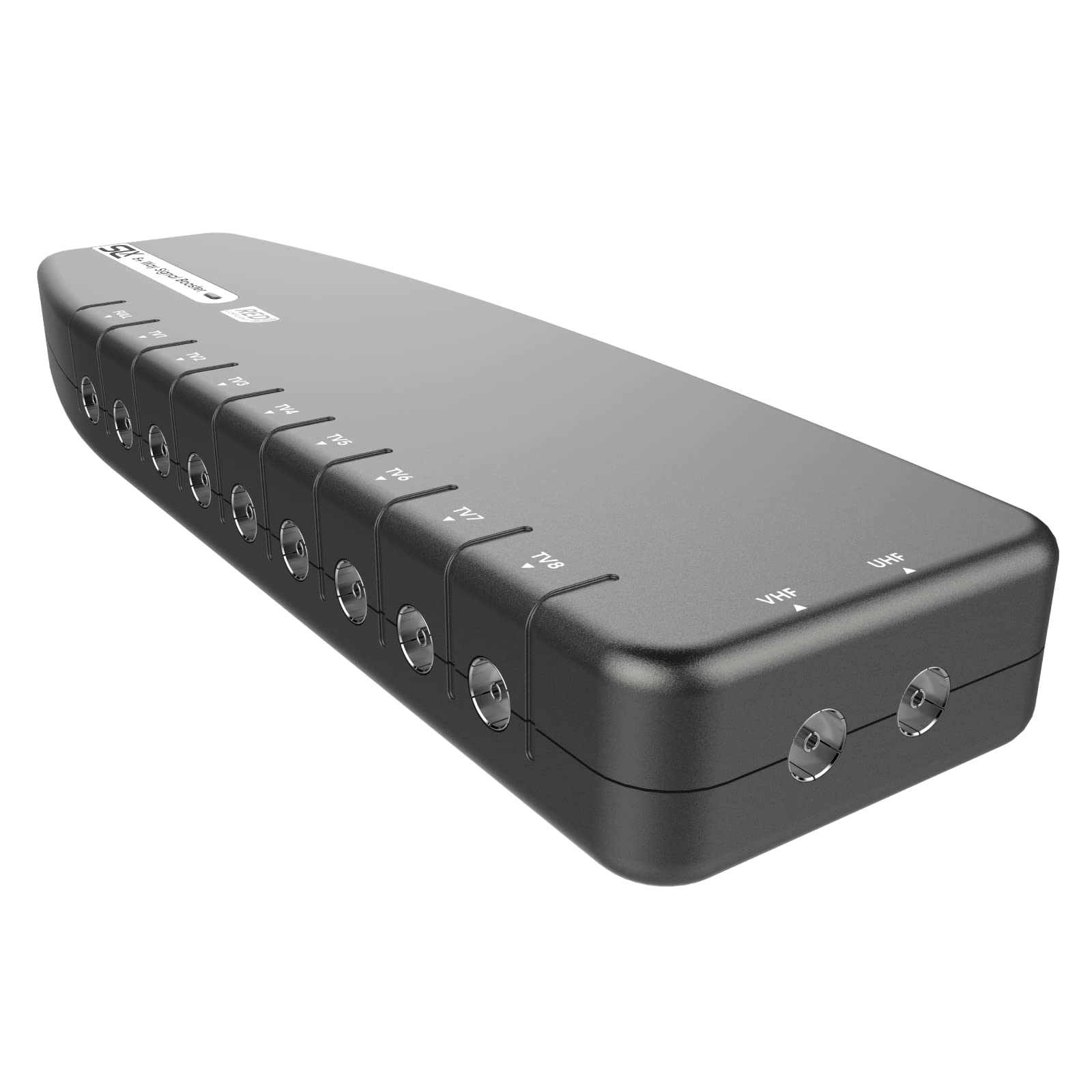 SLx TV Signal Booster Aerial Amplifier, 8 Way Signal Distribution Amplifier with Coax Connections, 4G & 5G Filtering, Indoor TV Aerial, HD & 4K TV/FM/DAB & Freeview