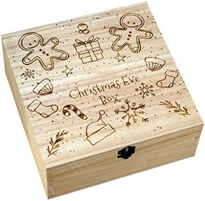 wenjuersty Christmas Eve Box Wooden Engraving Gift Xmas Childrens Gift Christmas Wreath Snowflake Home Decorations