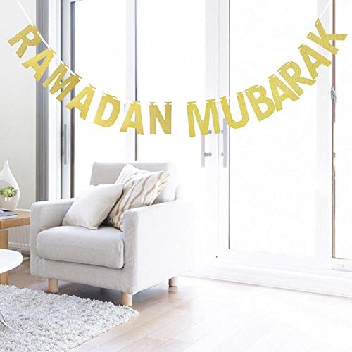 Ramadan Mubarak Gold Letter Sparkly Banner for Wedding Party Decoration