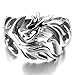 INBLUE Men's Large Stainless Steel Ring Silver Tone Dragon Tribal
