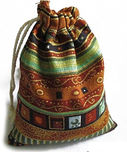 10 Pieces of Egyptian Style Coin / Jewelry / Gift / Party / Goodie / Candy / Accessories Drawstring Pouch / Bag - Small Size 4X4.5 Inches (Dark Golden)
