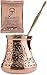 CopperBull XXL Heavy Duty Engraved Copper Turkish Greek Coffee Pot Stovetop Coffee Maker Cezve Ibrik Briki with Brass Handle (24 Oz)