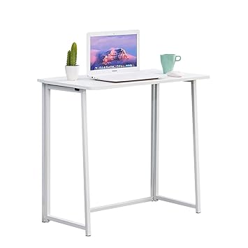 Ansley Hosho Fold Up Desk Space Saving Study Desk Modern White Desk Laptop Desk For Bedroom Student Dorm Small Space Corner Wood 80cm Width