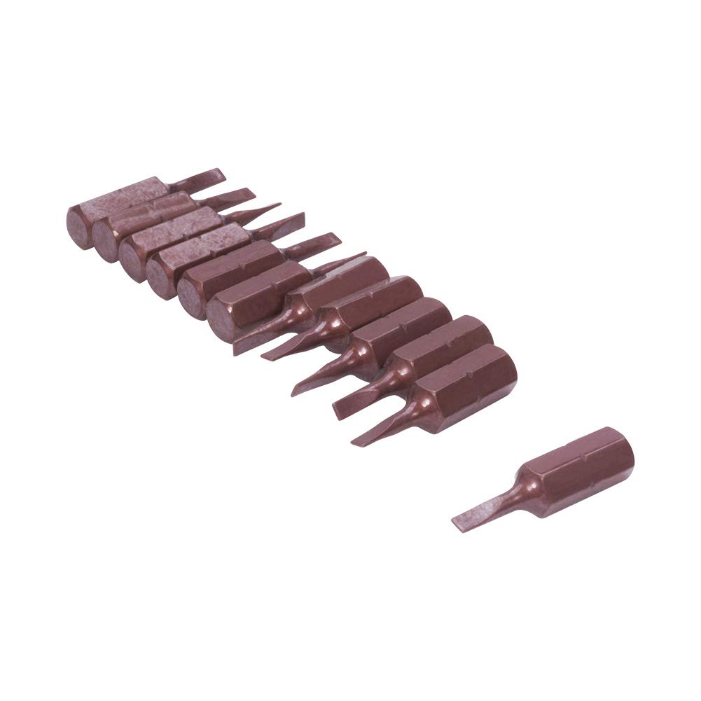 Utoolmart 7mm Dia Slotted Head 1/4Inch Hex Shank Screwdriver Bit Set 25mm Total Length S2 Steel Flat Magnetic Tip Professional Impact Driver Bit Set for Production Workshop Electric Drills 12pcs