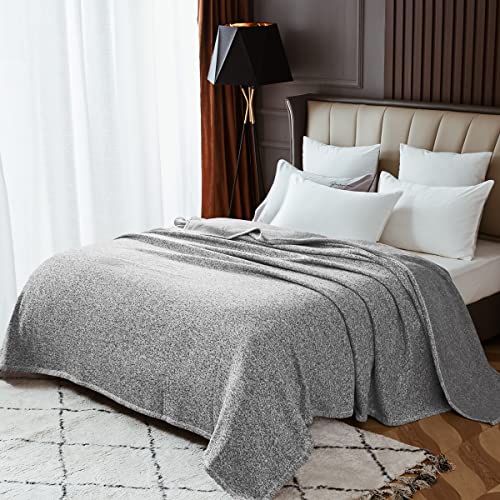 KAWAHOME Knit Blanket Queen Size for Bed Summer Lightweight Jersey Soft Breathable Comfortable