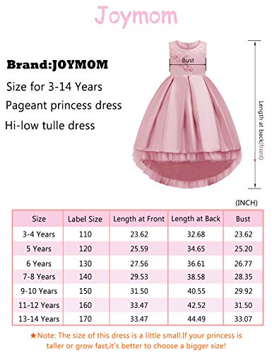 JOYMOM Kids Wedding Dress, Girls Floral Decor Waist Tight 3D Applique Back Tie Hidden Zipper Ruched Fluffy Tutu Dress for Special Accasions Distinctive Dance Dress Green 140(7-8Y)