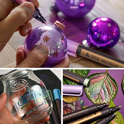 2PC Metallic Markers Paints Pens Art Glass Paint Writing Markers DIY Card Making for Gift Card Making,DIY Photo Album,Scrapbooking Crafts (Random, 2PC X 14.2cm x 1.3cm) - Thumbnail 6