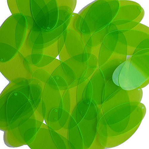 Sequin Oval 1.5 inch Lime Green Transparent See Thru Couture Loose Paillettes. Made in USA.