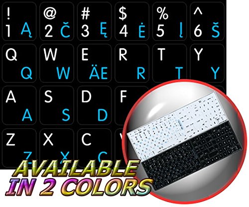MAC LITHUANIAN - ENGLISH NON-TRANSPARENT DECALS FOR KEYBOARD BLACK OR WHITE BACKGROUND FOR DESKTOP, LAPTOP AND NOTEBOOK (CG) (Black Background)