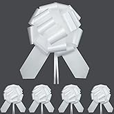 6 PCS Pull Bows,6 inches Bow for Gift Wrapping, Gift Baskets, Christmas, Wedding, and Party Deco (White)