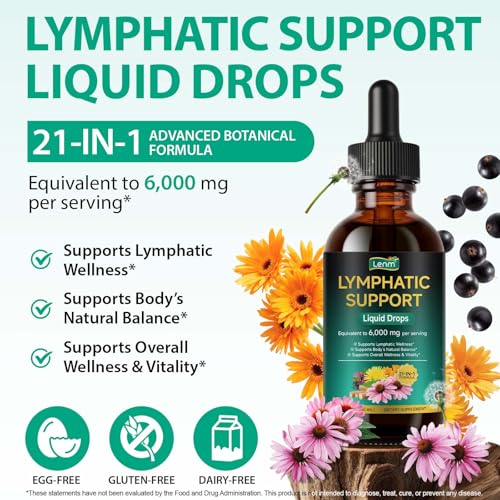 Lymphatic Drainage Drops,Lymph System Support Supplement,Advanced Botanical Formula – Supports Natural Balance & Immune Health – 2.02 fl oz (60 mL) – Maximum Absorption & Vegan