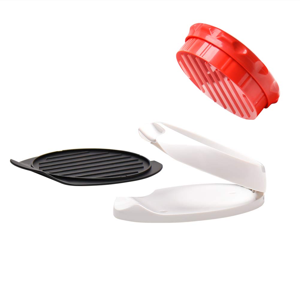 Burger Press Homemade Hamburger Maker Quarter Pounder 1/4 inch to 1/2 inches for BBQ Home Kitchen Grilling Accessories Red