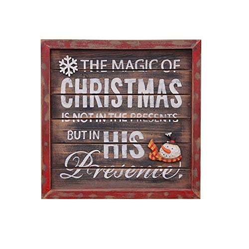 YK Decor Magic Christmas Wood Wall Plaque Decorative Art Sign Framed Print Wall Hanging Sign Indoor Outdoor - Thumbnail 7