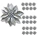 BANBERRY DESIGNS Poinsettia Silver Glittered Clip-on Flowers - Set of 24 - Ornaments - Holiday Decorations - Each is 4