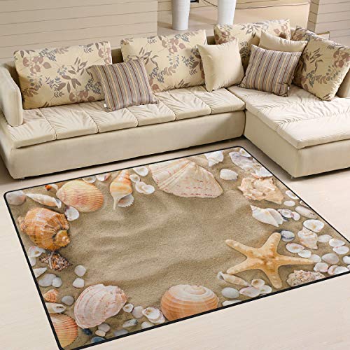 ALAZA Summer Starfish Seashell on Sand Beach Area Rug Rugs for Living