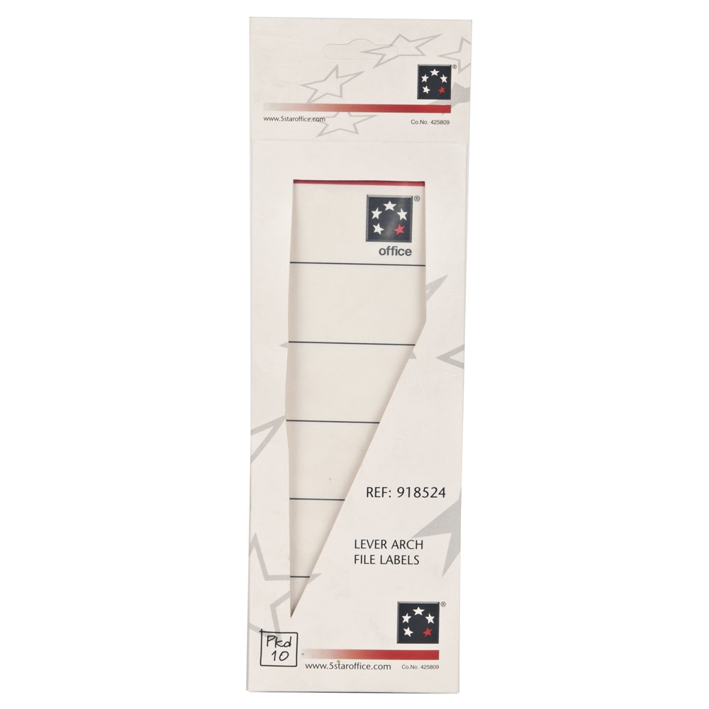 5 Star Spine Labels for Lever Arch File Self-adhesive [Pack of 10]