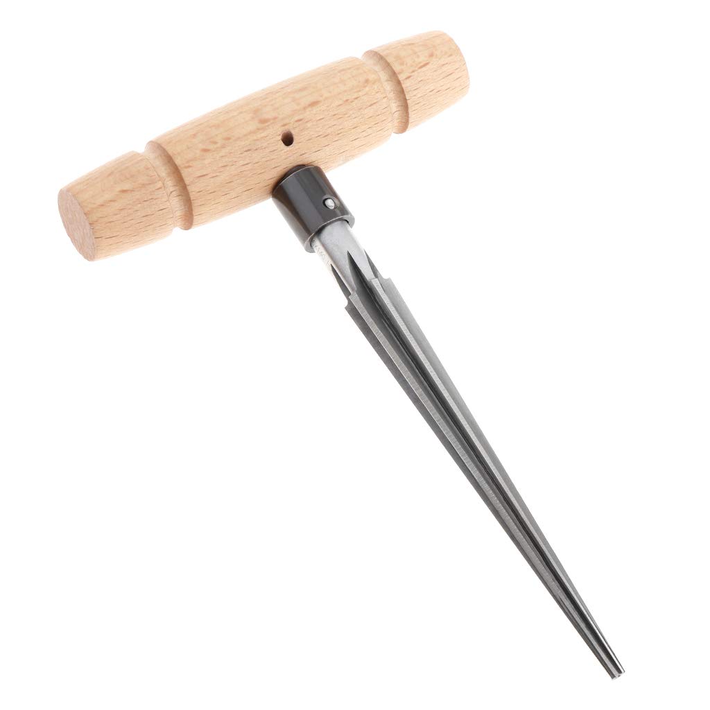 Alnicov T Handle Tapered Wood Hand Held Reamer Tapered Reamer 4 Fluted Chamfer Reaming Guitar Woodworker Cutting Tool