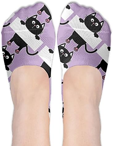 Fashionable Black Cat Animal Women's Low Cut Boat Shoe Socks For Girls For Hiking