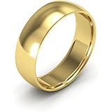 18K Yellow Gold men's and women's plain wedding bands 6mm comfort-fit light