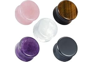 COOEAR 10PC Stone Ear Plugs Double Flare Saddle Stretching Gauges Expander 2g to 5/8".