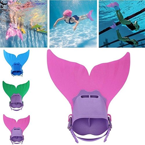 Sinwo Children Kids Mermaid Swim Fin Mermaid Monofin Tail Flipper Swimwear (Blue)