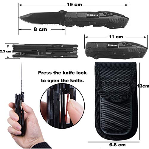 Navaja Multiusos, Herramienta Multiusos Inoxidable 13 en 1, con Alicates Plegables, Destornillador, Abrebotellas para Camping, Bicicleta, Senderismo, Regalo para Hombres