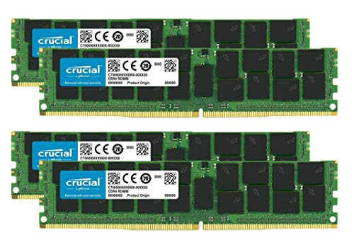 Crucial Bundle with 128GB (4 x 32GB) DDR4 PC4-21300 2666MHz RDIMM (4 x CT32G4RFD4266), Dual Ranked Registered ECC Memory