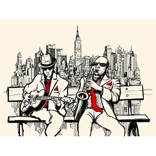Wee Blue Coo Musicians Jazz Men New York Art Print Canvas Premium Wall Decor Poster