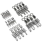 Dr.Fish Saltwater Fishing Swivel Snap Swirl Connector Cork Screw Swivel Stianless Black 42-220LB (Pack of 20/10)