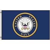 AZ FLAG - Us Navy Emblem Flag - 3x5 Ft - 100D Polyester Amarican Navy Banner with Two Metal Grommets - Fade Resistant - Vivid Colors - 3' x 5' Feet - 150x90 Cm
