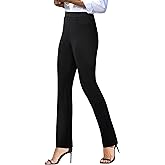 keriffe Women's Stretchy Yoga Dress Pants High Waisted Straight Leg Casual Work Business Office Slacks 4 Pockets