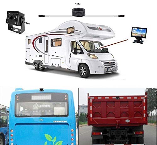 Camecho Kabelset voor achteruitrijcamera met 7 inch TFT LCD-monitor, IP68 waterdicht nachtzicht 170° achteruitrijcamera… - Afbeelding 3
