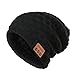 Bluetooth Beanie Hat Earbud Wireless Headphone Headset Earphone Speakerphone Wireless Hands-Free Hat Sport Knit Cap, Built-in Mic Warm Soft Winter Knitted Short Cap Mic Outdoor BB028_BLACK