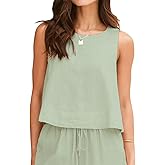 IDEALSANXUN Womens Linen Tank Tops Spring Summer Relaxed Fit Sleeveless Shirts