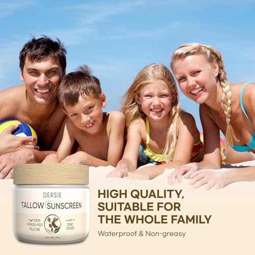Dersie Tallow Sunscreen SPF 30 – Mineral UV Defense with Non-Nano Zinc Oxide – Face & Body Sun Protection for Adults & Kids – with 100% Grass-Fed Beef Tallow for Skin Comfort (2.1 oz)