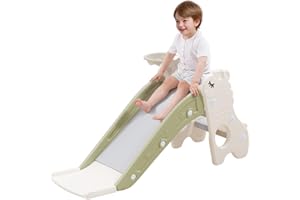 HAPPYMATY Toddler Slide for Kids Ball Pit Indoor Slide for Toddlers Baby with Basketball Hoop Slideway for Ball Pit Toddlers Kids