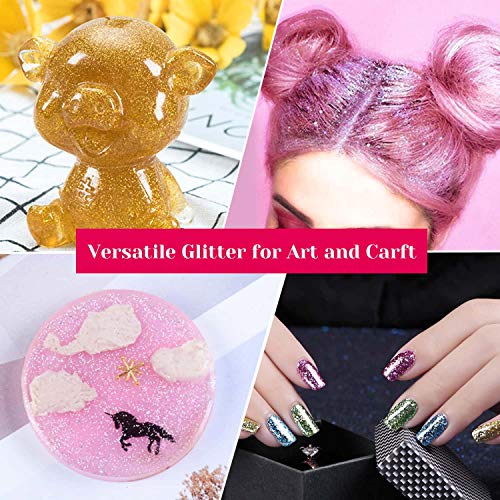 image for Anezus 24Pcs Chunky Glitter and Fine Glitter, Total 310g Craft Glitter