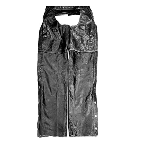 The Nekid Cow Premium Mens Black Cow Hide Leather Motorcycle Protective Riding Chaps w/ Snap Out Insulated Lining and Full Pockets - Heavy Duty Protection - Killer USA Classic Biker Style (XL)