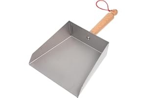 Tofficu Stainless Steel Dustpan with Wood Handle - Metal Dust Pans Heavy Duty - Mini Dustpan - Hand Dust Pan for Household Industrial Dust Pan Handheld Scooper Dust Debris Cleaning Tool