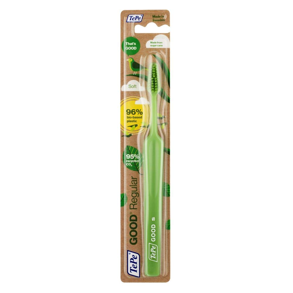TEPE Good Regular Soft User-Friendly Toothbrush Made from Renewable Raw Materials with Soft Bristles, Assorted Rand
