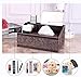 Natoo Leather Tissue Box Holder TV Remote Control Holder Organizer/Controller TV Guide Mail Caddy for Desk Caddy Office Pens Pencils Makeup Brushes Vanity Nightstand Apple iPad Desk Holder (Brown-L)