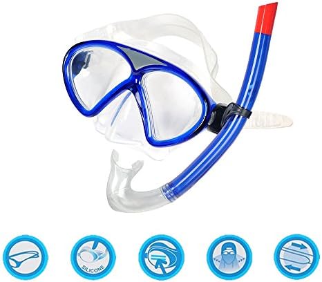 Meoro Diving Mask - Snorkel Set for Adults, Diving Mask Double Lens Diving Glasses Dry Snorkel with Purge Valve Perfect for Diving, Snorkeling, Swimming