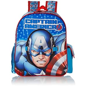 Captain America Polyester 28 cms Blue School Backpack (MBE-WDP1469)