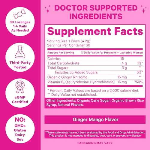 Pink Stork Morning Sickness Sweets, Organic Mango Ginger Candy with