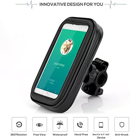 SKYNOW Waterproof Bike Mount Holder For Cellphone,Motorcycle&amp;Bike Waterproof Bag Cycling Phone Holder for iPhone X/8/7/6/6Plus,Samsung Note7,Galaxy S9/S8 and More 4.7 to 6.0 IN Device. (Black,Large)