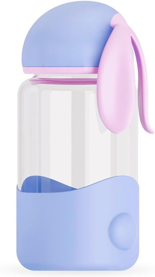 Coolcups Cute Small Glass Water Bottle Fruit Infuser with Silicone Sleeve for Kids Girls 12 OZ