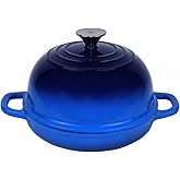 OLLAKOK Dutch Oven for Bread Baking Bread Oven for Sourdough Bread Baking, Enameled Cast Iron Dutch Oven Pot with Lid 5 qt Cast Iron Bread Pan, Blue
