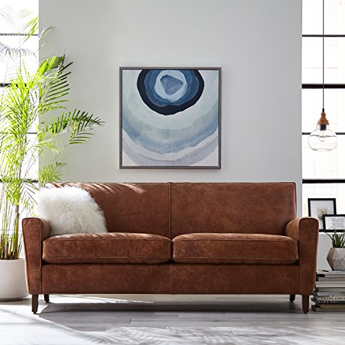 Amazon Brand Rivet Lawson Modern Angled Leather Sofa, 78"W, Saddle